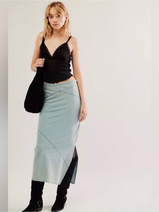 We The Free Dresses & Skirts - We The Free Chambray Muse Moment Mid-Rise Slip Skirt